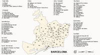 Carte de Barcelone avec les districts et les principaux quartiers populaires