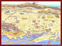 Carte de Barcelone avec les monuments historiques importants