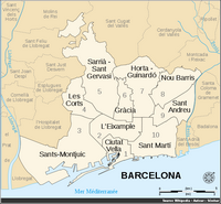 Carte de Barcelone avec les districts, les quartiers et les numéros
