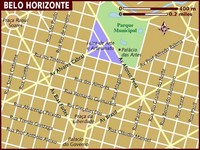 Carte de Belo Horizonte centre avec les rues, les avenues et le parc municipal