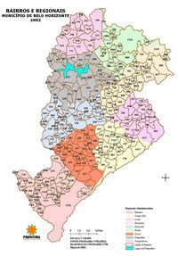 carte Belo Horizonte quartiers régions étang Pampulha