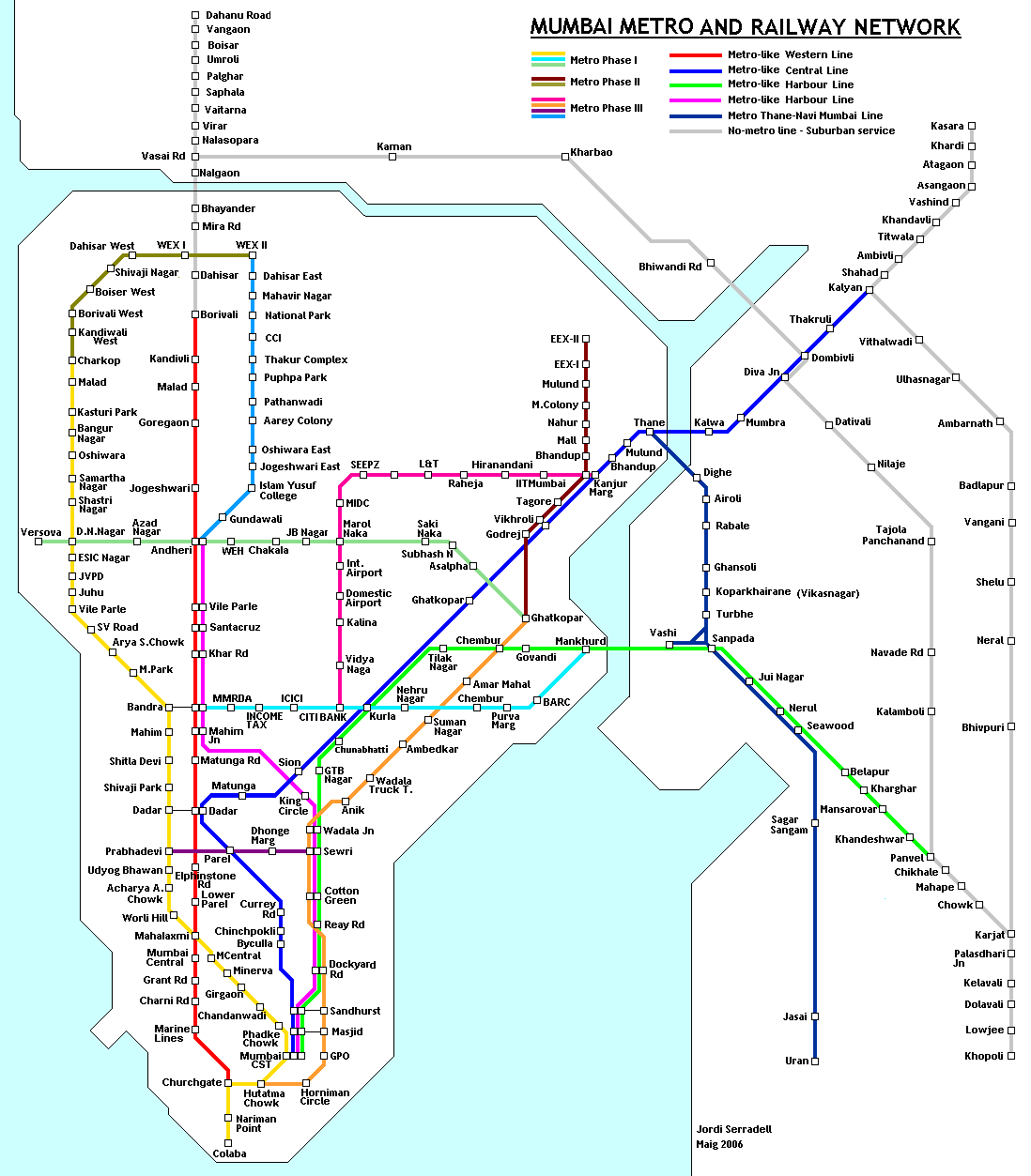 Carte du métro et du tram de Bombay (Mumbai)