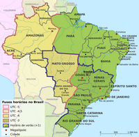 Carte du découpage des fuseaux horaires au Brésil