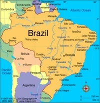 carte Brésil fleuves villes pays
