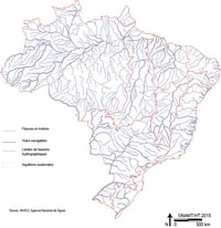 Carte Brésil hydrographie fleuves rivières voies navigables