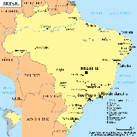 Carte du Brésil simple avec les villes et l'échelle