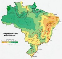 carte Brésil températures et les précipitations
