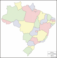 Carte du Brésil vierge avec les états en couleur