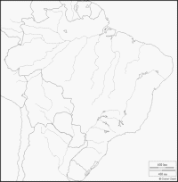 Carte du Brésil vierge avec l'hydrographie