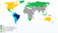 Carte du Brésil avec les visas nécessaires pour les visiteurs des pays étrangers