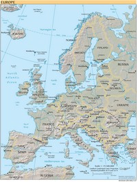 Carte physique de l'Europe