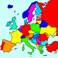 Carte de l'Europe vierge en couleur.