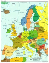 carte Europe des villes et des principautés