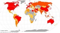 Carte de l'évolution mondiale de l'épidémie de Coronavirus au 22/03/20