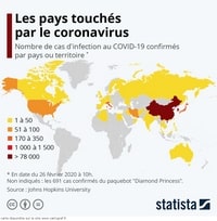 Carte coronavirus pays touchés