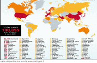 Carte du coronavirus avec la situation mondiale au 06/03/20