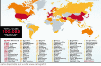 carte coronavirus situation mondiale au 06/03/20