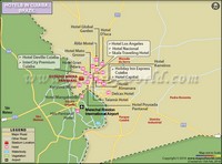 Carte de Cuiaba avec les hôtels, le stade, les routes, les aéroports et les lacs