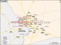 carte Cuiabá routes principales secondaires aéroport musées