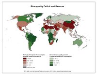 Carte du monde avec la biocapacité et l'empreinte écologique
