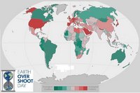 Carte du monde illustrant l'Earth Overshoot Day, le jour de dépassement