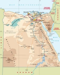 Carte détaillée des aéroports et des déserts d'Égypte