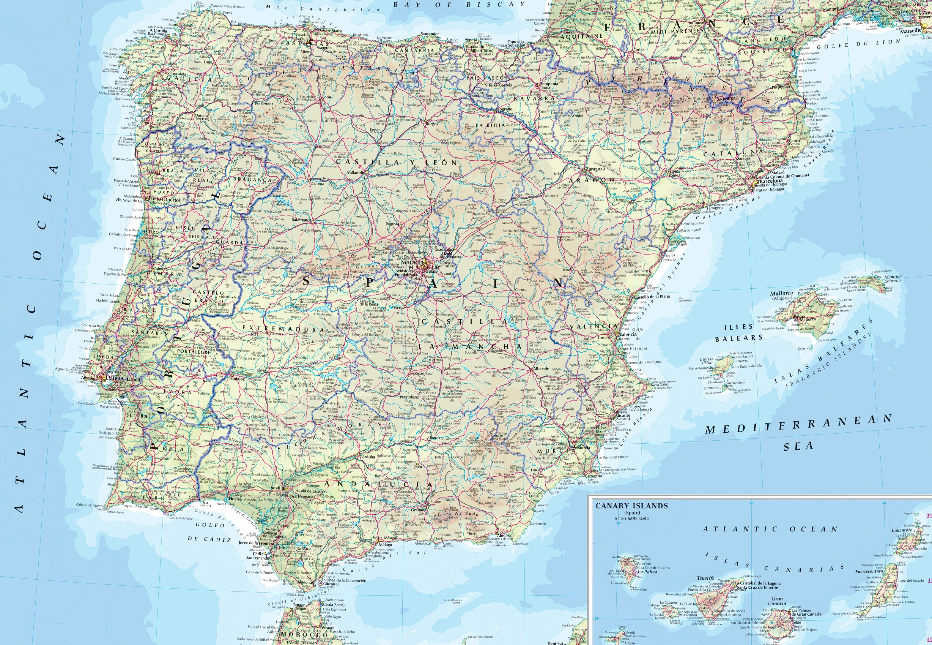 carte espagne portugal autoroutes