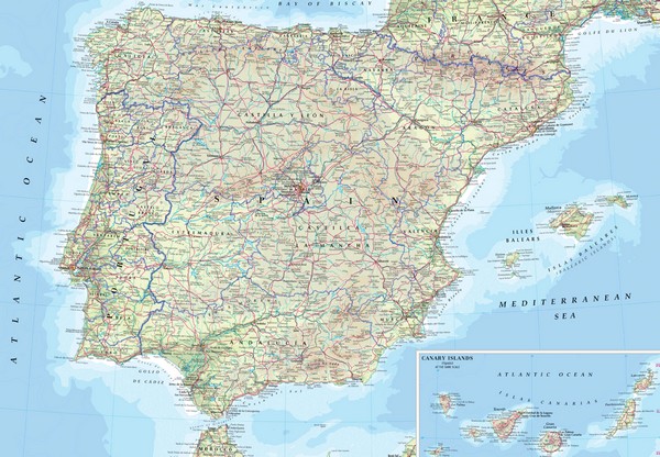 Carte de l'Espagne avec les routes en détails