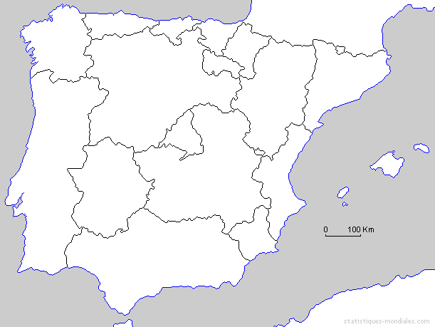 carte espagne vierge