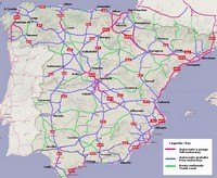 carte Espagne autoroutes payantes autoroutes gratuites routes nationales