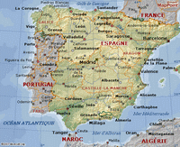 Carte des villes de l'Espagne et du Portugal