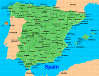 Carte de l'Espagne avec les villes et les routes
