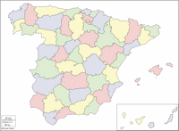 Carte Espagne vierge avec les provinces en couleur