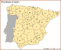 Carte de l'Espagne avec les provinces et les indicatifs par province