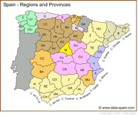 carte Espagne régions et les provinces en couleur