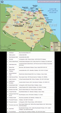 carte Fortaleza hôtels adresse routes stade