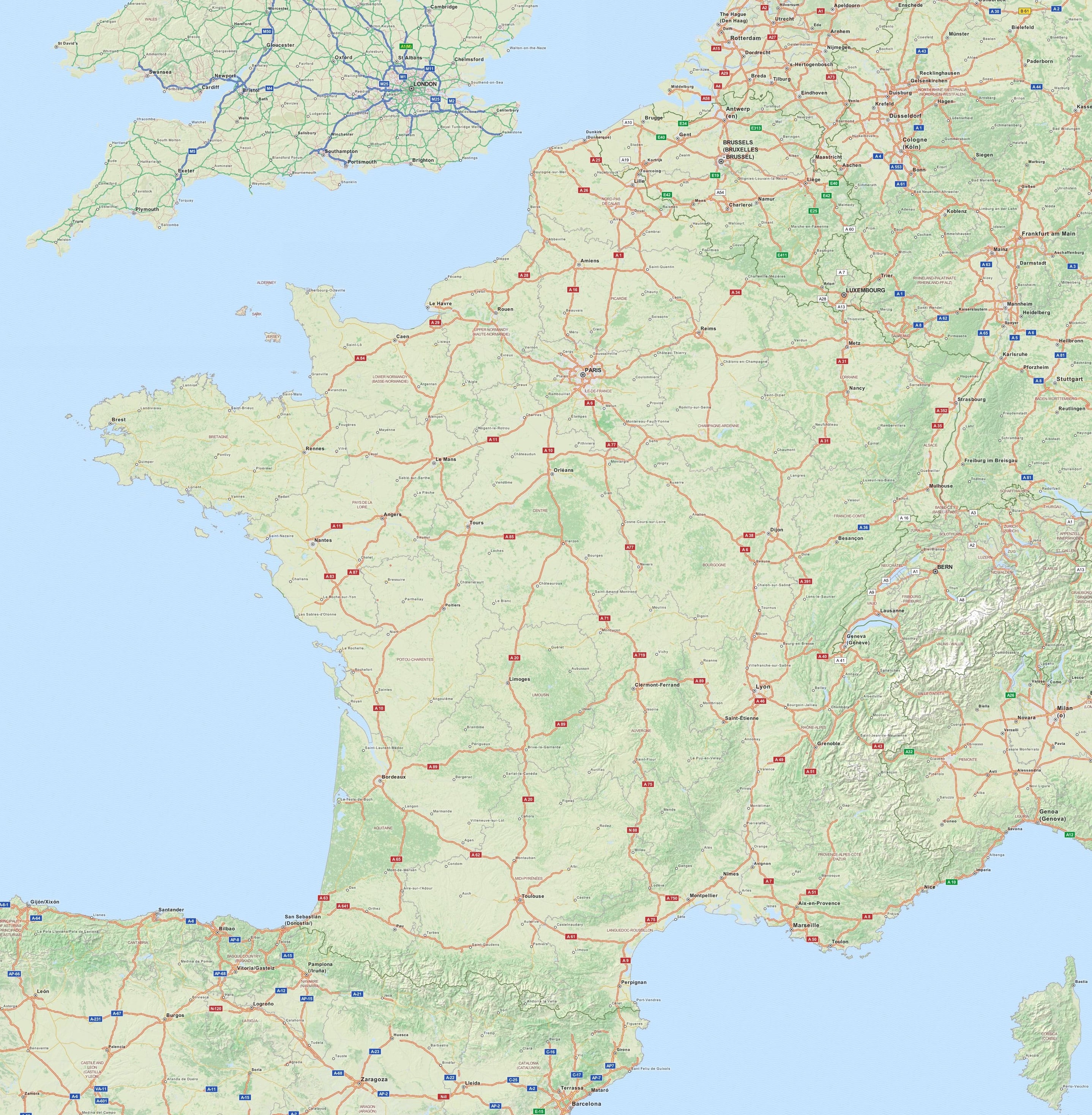 carte de france grande routière routes autoroutes