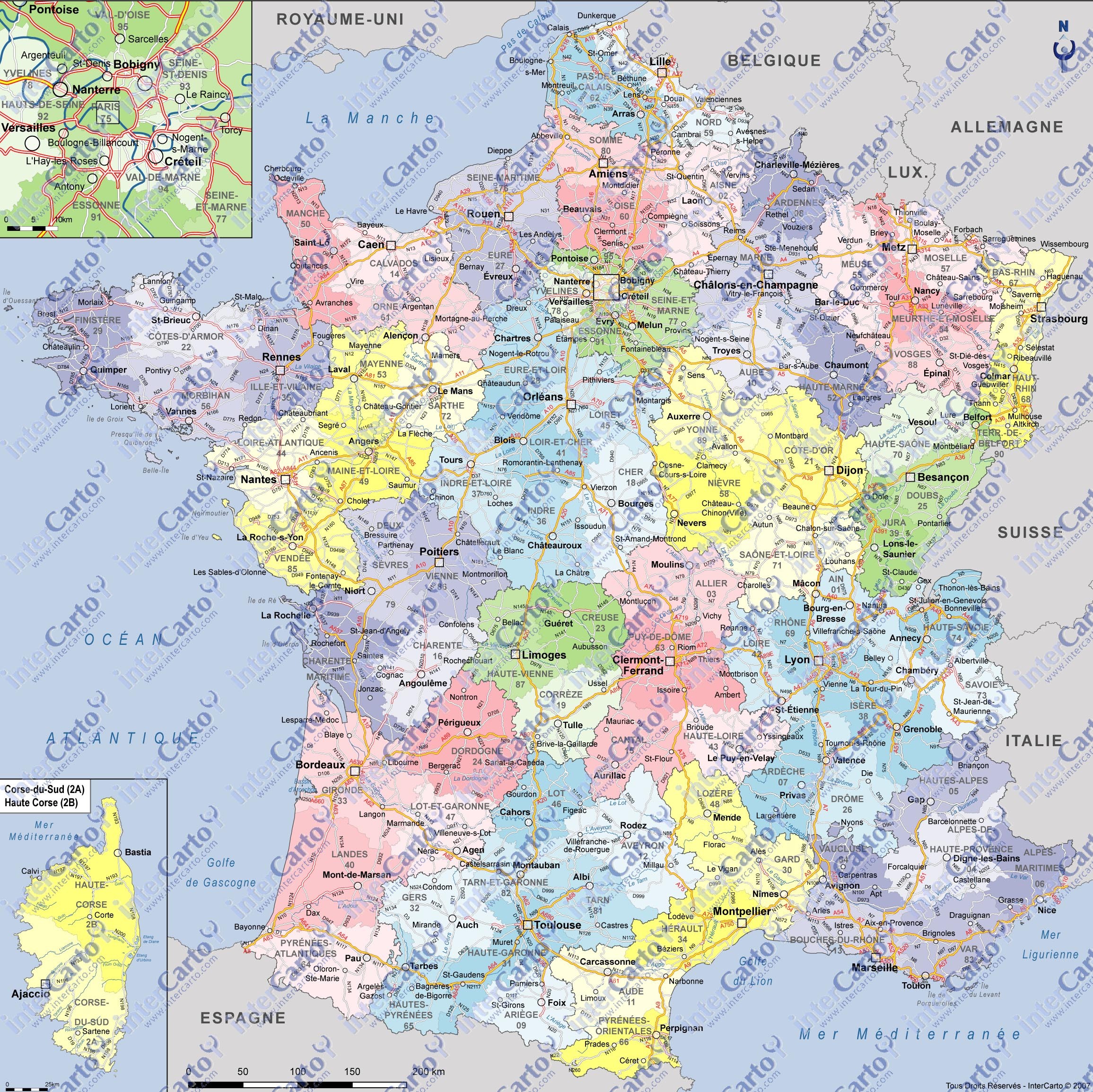 carte détaillée de france