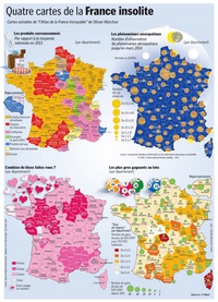 4 cartes insolites de la France avec les produits surconsommés, les observations d'OVNI, le nombre de bises et les plus gros gagnants du loto