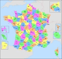 carte de france départements préfectures sous-préfectures