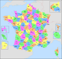 Carte de la France avec les départements grande carte avec les préfectures et les sous-preféfectures