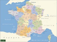 Carte de la France avec la superficie des départements