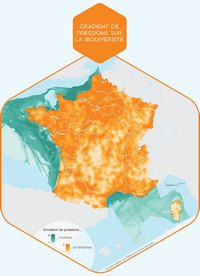 Cartographie de la France avec la menace pour la biodiversité marine et terrestre