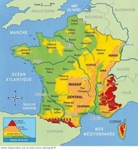 Carte de France montagne plaine et plateau