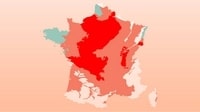 Carte de la France avec le niveau des nappes phréatiques au début et l'année 2023 et le risque de sécheresse pour l'été