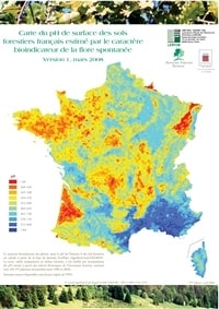 Carte de la France avec le pH de la surface des sols forestiers