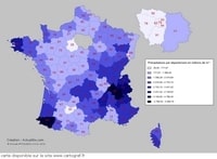 Carte France precipitation departement en m3