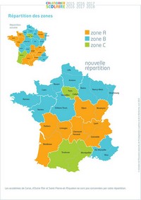 Carte de la France avec la répartition scolaire de 2015 à 2018
