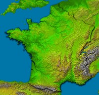 Carte de France satellite haute résolution avec le relief et la topographie