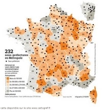 Carte de France avec les sous prefectures